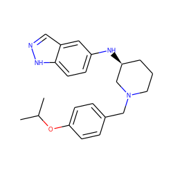 CC(C)Oc1ccc(CN2CCC[C@H](Nc3ccc4[nH]ncc4c3)C2)cc1 ZINC000114335977