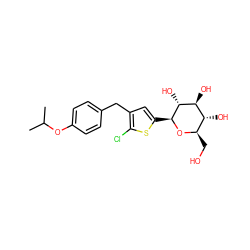 CC(C)Oc1ccc(Cc2cc([C@@H]3O[C@H](CO)[C@@H](O)[C@H](O)[C@H]3O)sc2Cl)cc1 ZINC000072116592