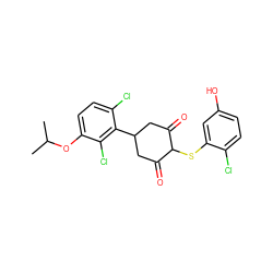 CC(C)Oc1ccc(Cl)c(C2CC(=O)C(Sc3cc(O)ccc3Cl)C(=O)C2)c1Cl ZINC000473123081