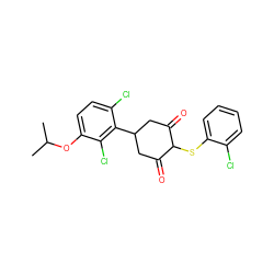 CC(C)Oc1ccc(Cl)c(C2CC(=O)C(Sc3ccccc3Cl)C(=O)C2)c1Cl ZINC000473127382