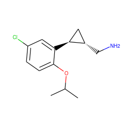 CC(C)Oc1ccc(Cl)cc1[C@H]1C[C@@H]1CN ZINC000299853970