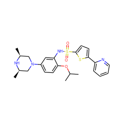 CC(C)Oc1ccc(N2C[C@H](C)N[C@H](C)C2)cc1NS(=O)(=O)c1ccc(-c2ccccn2)s1 ZINC000029124733