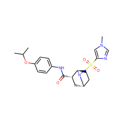 CC(C)Oc1ccc(NC(=O)[C@H]2C[C@H]3CC[C@H]2N(S(=O)(=O)c2cn(C)cn2)C3)cc1 ZINC000144868025