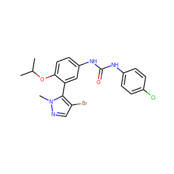 CC(C)Oc1ccc(NC(=O)Nc2ccc(Cl)cc2)cc1-c1c(Br)cnn1C ZINC000034481433