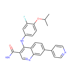 CC(C)Oc1ccc(Nc2c(C(N)=O)cnc3cc(-c4ccncc4)ccc23)cc1F ZINC000028959943