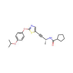 CC(C)Oc1ccc(Oc2ncc(C#C[C@@H](C)NC(=O)C3CCCC3)s2)cc1 ZINC000028953113