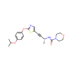 CC(C)Oc1ccc(Oc2ncc(C#C[C@@H](C)NC(=O)N3CCOCC3)s2)cc1 ZINC000028953087