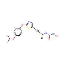 CC(C)Oc1ccc(Oc2ncc(C#C[C@@H](C)NC(=O)NO)s2)cc1 ZINC000028953079