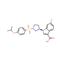 CC(C)Oc1ccc(S(=O)(=O)N2CC[C@@H](n3cc(C(=O)O)c4ccc(Cl)cc43)C2)cc1 ZINC000114688369