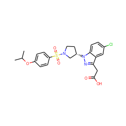 CC(C)Oc1ccc(S(=O)(=O)N2CC[C@H](n3nc(CC(=O)O)c4cc(Cl)ccc43)C2)cc1 ZINC000114688970