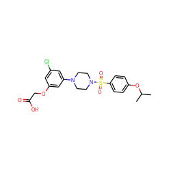 CC(C)Oc1ccc(S(=O)(=O)N2CCN(c3cc(Cl)cc(OCC(=O)O)c3)CC2)cc1 ZINC001772578753