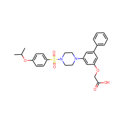 CC(C)Oc1ccc(S(=O)(=O)N2CCN(c3cc(OCC(=O)O)cc(-c4ccccc4)c3)CC2)cc1 ZINC001772608683