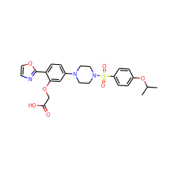 CC(C)Oc1ccc(S(=O)(=O)N2CCN(c3ccc(-c4ncco4)c(OCC(=O)O)c3)CC2)cc1 ZINC000115250035