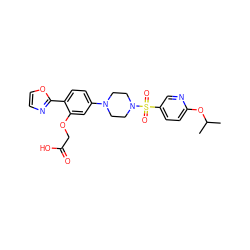 CC(C)Oc1ccc(S(=O)(=O)N2CCN(c3ccc(-c4ncco4)c(OCC(=O)O)c3)CC2)cn1 ZINC000256009052