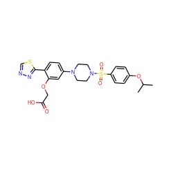 CC(C)Oc1ccc(S(=O)(=O)N2CCN(c3ccc(-c4nncs4)c(OCC(=O)O)c3)CC2)cc1 ZINC001772646769