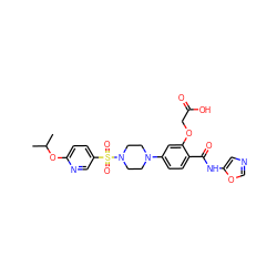 CC(C)Oc1ccc(S(=O)(=O)N2CCN(c3ccc(C(=O)Nc4cnco4)c(OCC(=O)O)c3)CC2)cn1 ZINC001772589914