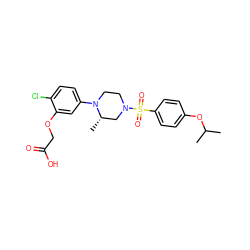 CC(C)Oc1ccc(S(=O)(=O)N2CCN(c3ccc(Cl)c(OCC(=O)O)c3)[C@@H](C)C2)cc1 ZINC000115250196