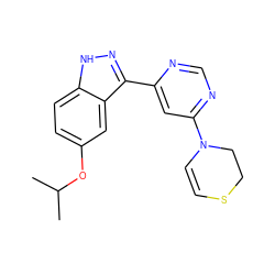 CC(C)Oc1ccc2[nH]nc(-c3cc(N4C=CSCC4)ncn3)c2c1 ZINC000225543142