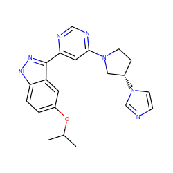 CC(C)Oc1ccc2[nH]nc(-c3cc(N4CC[C@H](n5ccnc5)C4)ncn3)c2c1 ZINC000225563960