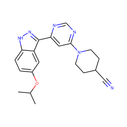 CC(C)Oc1ccc2[nH]nc(-c3cc(N4CCC(C#N)CC4)ncn3)c2c1 ZINC000225563908