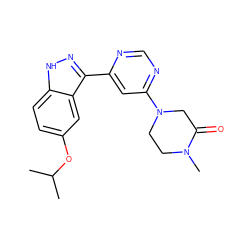 CC(C)Oc1ccc2[nH]nc(-c3cc(N4CCN(C)C(=O)C4)ncn3)c2c1 ZINC000221157683