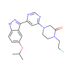 CC(C)Oc1ccc2[nH]nc(-c3cc(N4CCN(CCF)C(=O)C4)ncn3)c2c1 ZINC000221236923