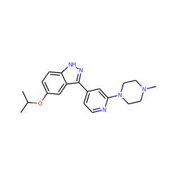 CC(C)Oc1ccc2[nH]nc(-c3ccnc(N4CCN(C)CC4)c3)c2c1 ZINC000225674294