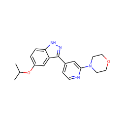 CC(C)Oc1ccc2[nH]nc(-c3ccnc(N4CCOCC4)c3)c2c1 ZINC000225682823