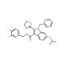 CC(C)Oc1ccc2c(C(=O)NCc3ccc(F)c(F)c3)c(C3=NCCO3)n(Cc3ccccn3)c2c1 ZINC000096172128