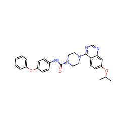 CC(C)Oc1ccc2c(N3CCN(C(=O)Nc4ccc(Oc5ccccc5)cc4)CC3)ncnc2c1 ZINC000013538350