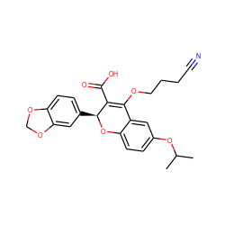 CC(C)Oc1ccc2c(c1)C(OCCCC#N)=C(C(=O)O)[C@H](c1ccc3c(c1)OCO3)O2 ZINC000013473447