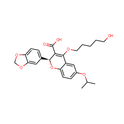 CC(C)Oc1ccc2c(c1)C(OCCCCCO)=C(C(=O)O)[C@H](c1ccc3c(c1)OCO3)O2 ZINC000013473445