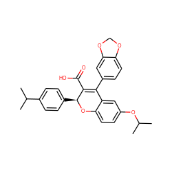 CC(C)Oc1ccc2c(c1)C(c1ccc3c(c1)OCO3)=C(C(=O)O)[C@H](c1ccc(C(C)C)cc1)O2 ZINC000013473407