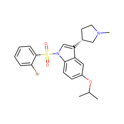 CC(C)Oc1ccc2c(c1)c([C@@H]1CCN(C)C1)cn2S(=O)(=O)c1ccccc1Br ZINC000072177398