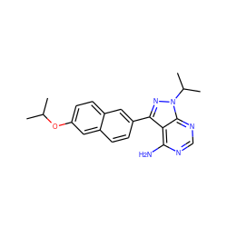 CC(C)Oc1ccc2cc(-c3nn(C(C)C)c4ncnc(N)c34)ccc2c1 ZINC000084722561