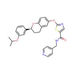 CC(C)Oc1cccc([C@@H]2CCc3cc(Oc4ncc(C(=O)NCc5ccncc5)s4)ccc3O2)c1 ZINC000169710571