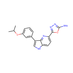 CC(C)Oc1cccc(-c2c[nH]c3ccc(-c4nnc(N)o4)nc23)c1 ZINC000145421201