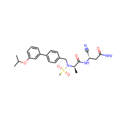 CC(C)Oc1cccc(-c2ccc(CN([C@H](C)C(=O)N[C@H](C#N)CC(N)=O)S(C)(=O)=O)cc2)c1 ZINC000653788990