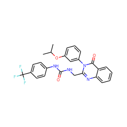 CC(C)Oc1cccc(-n2c(CNC(=O)Nc3ccc(C(F)(F)F)cc3)nc3ccccc3c2=O)c1 ZINC000027899133