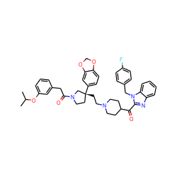 CC(C)Oc1cccc(CC(=O)N2CC[C@@](CCN3CCC(C(=O)c4nc5ccccc5n4Cc4ccc(F)cc4)CC3)(c3ccc4c(c3)OCO4)C2)c1 ZINC000026718015