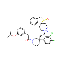 CC(C)Oc1cccc(CC(=O)N2CCC[C@@](CC[N+]3(C)CCC4(CC3)c3ccccc3C[S@@+]4[O-])(c3ccc(Cl)c(Cl)c3)C2)c1 ZINC000029335977