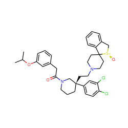 CC(C)Oc1cccc(CC(=O)N2CCC[C@@](CCN3CCC4(CC3)c3ccccc3C[S@@+]4[O-])(c3ccc(Cl)c(Cl)c3)C2)c1 ZINC000029335821