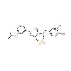 CC(C)Oc1cccc(CN[C@H]2CS(=O)(=O)C[C@@H](Cc3ccc(O)c(Br)c3)[C@@H]2O)c1 ZINC000071319331