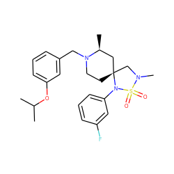 CC(C)Oc1cccc(CN2CC[C@@]3(C[C@@H]2C)CN(C)S(=O)(=O)N3c2cccc(F)c2)c1 ZINC000068153166