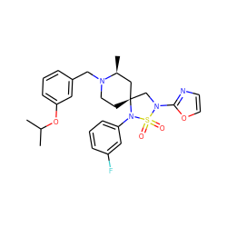 CC(C)Oc1cccc(CN2CC[C@@]3(C[C@@H]2C)CN(c2ncco2)S(=O)(=O)N3c2cccc(F)c2)c1 ZINC000095575726