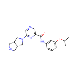 CC(C)Oc1cccc(NC(=O)c2cncc(N3C[C@@H]4CNC[C@@H]4C3)n2)c1 ZINC000073166346