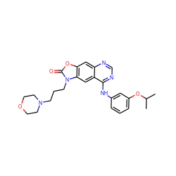 CC(C)Oc1cccc(Nc2ncnc3cc4oc(=O)n(CCCN5CCOCC5)c4cc23)c1 ZINC000084711830