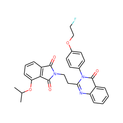 CC(C)Oc1cccc2c1C(=O)N(CCc1nc3ccccc3c(=O)n1-c1ccc(OCCF)cc1)C2=O ZINC000113770409