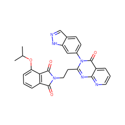 CC(C)Oc1cccc2c1C(=O)N(CCc1nc3ncccc3c(=O)n1-c1ccc3cn[nH]c3c1)C2=O ZINC000113767348