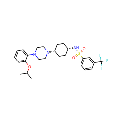 CC(C)Oc1ccccc1N1CCN([C@H]2CC[C@@H](NS(=O)(=O)c3cccc(C(F)(F)F)c3)CC2)CC1 ZINC000101093490